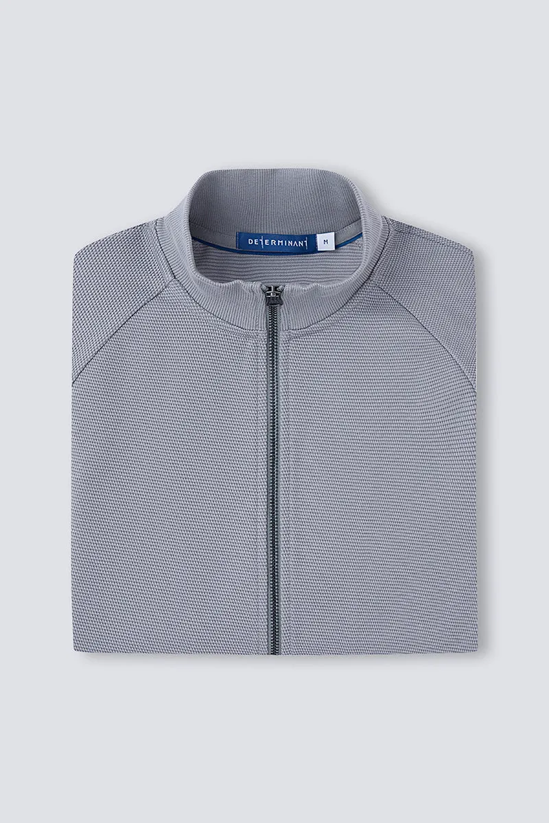 CottonSTRETCH Stand Collar Knit Jacket | Grey GYE144