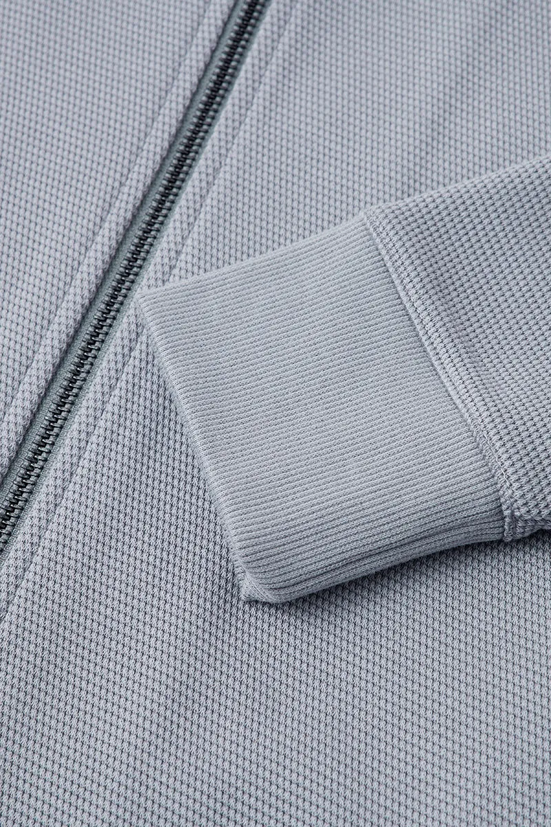 CottonSTRETCH Stand Collar Knit Jacket | Grey GYE144