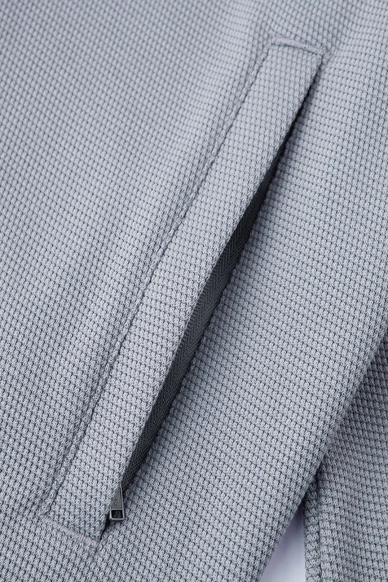 CottonSTRETCH Stand Collar Knit Jacket | Grey GYE144