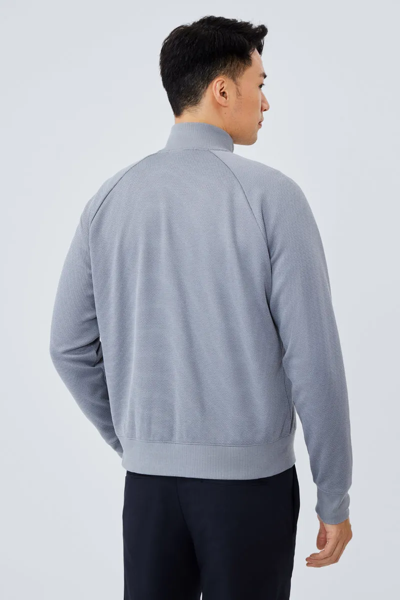 CottonSTRETCH Stand Collar Knit Jacket | Grey GYE144