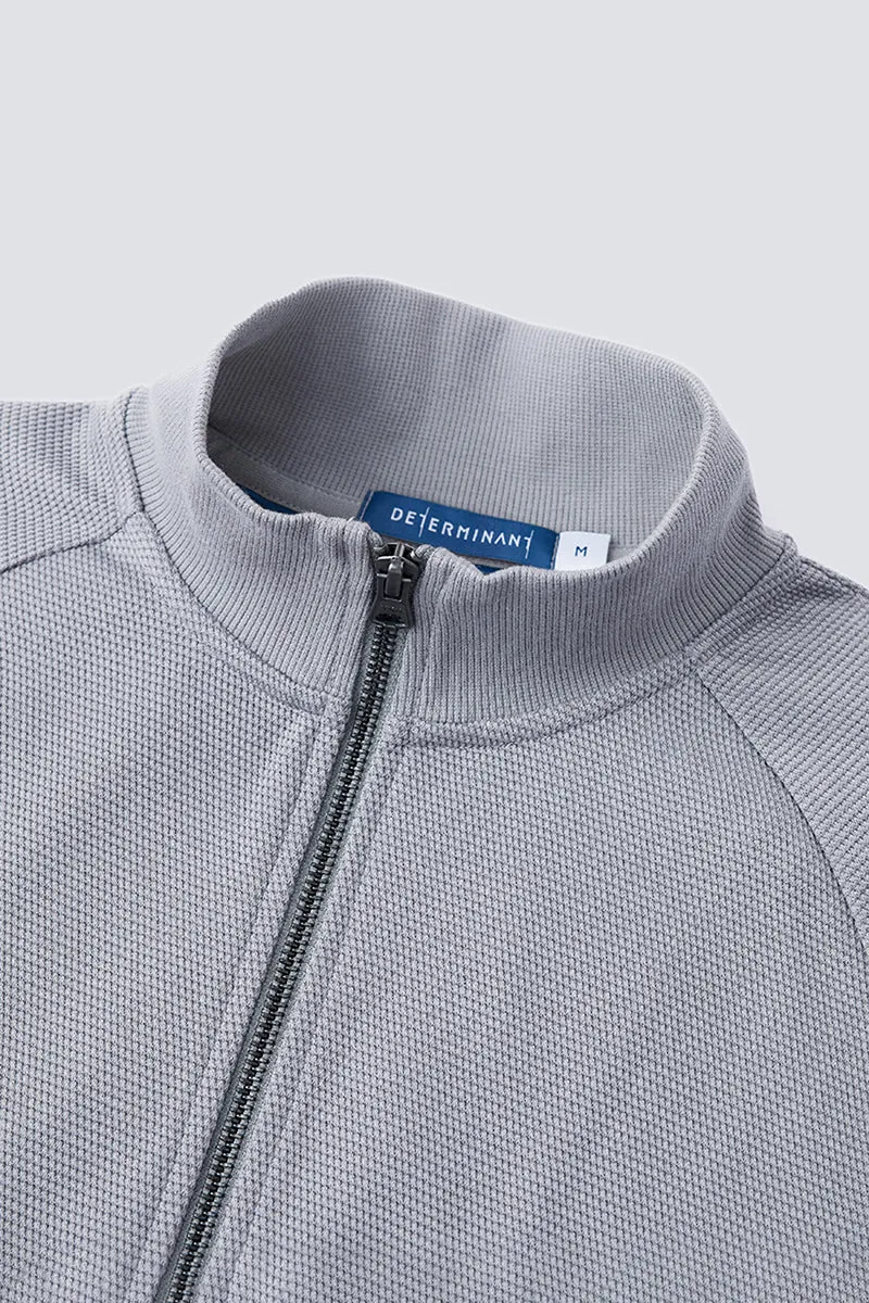 CottonSTRETCH Stand Collar Knit Jacket | Grey GYE144