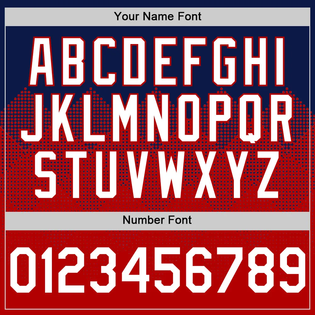 Custom Navy White-Red 3D Pattern Design Gradient Square Shapes Authentic Baseball Jersey