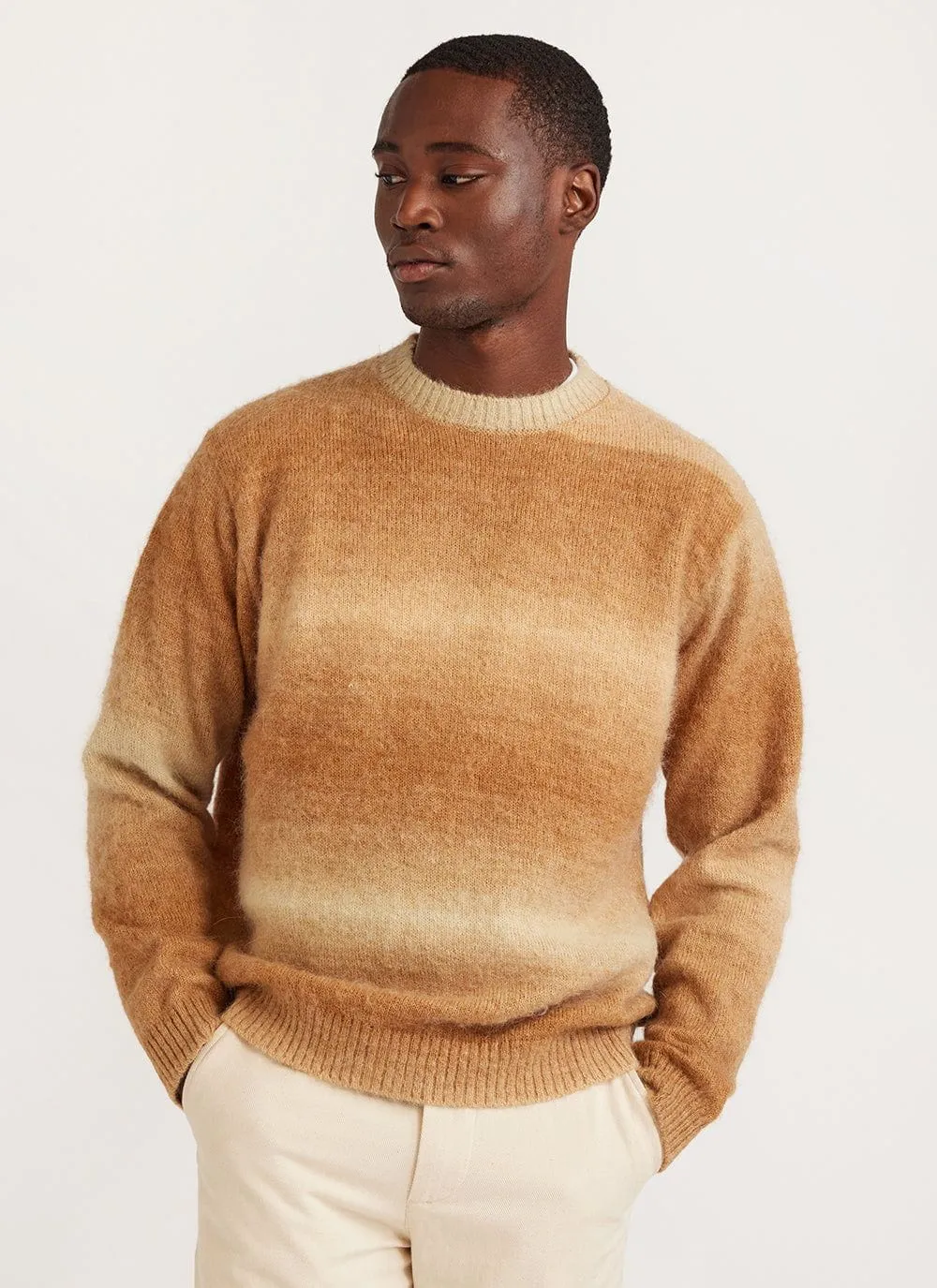 Deku Gradient Crew Neck Jumper | Mohair | Tan