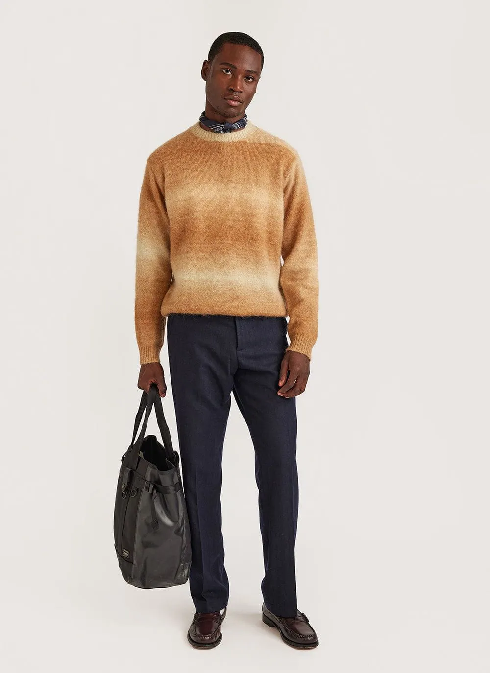 Deku Gradient Crew Neck Jumper | Mohair | Tan