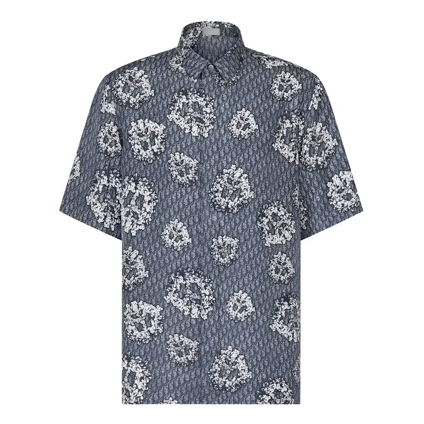 Dior x Denim Tears Silk Button Up Shirt Blue