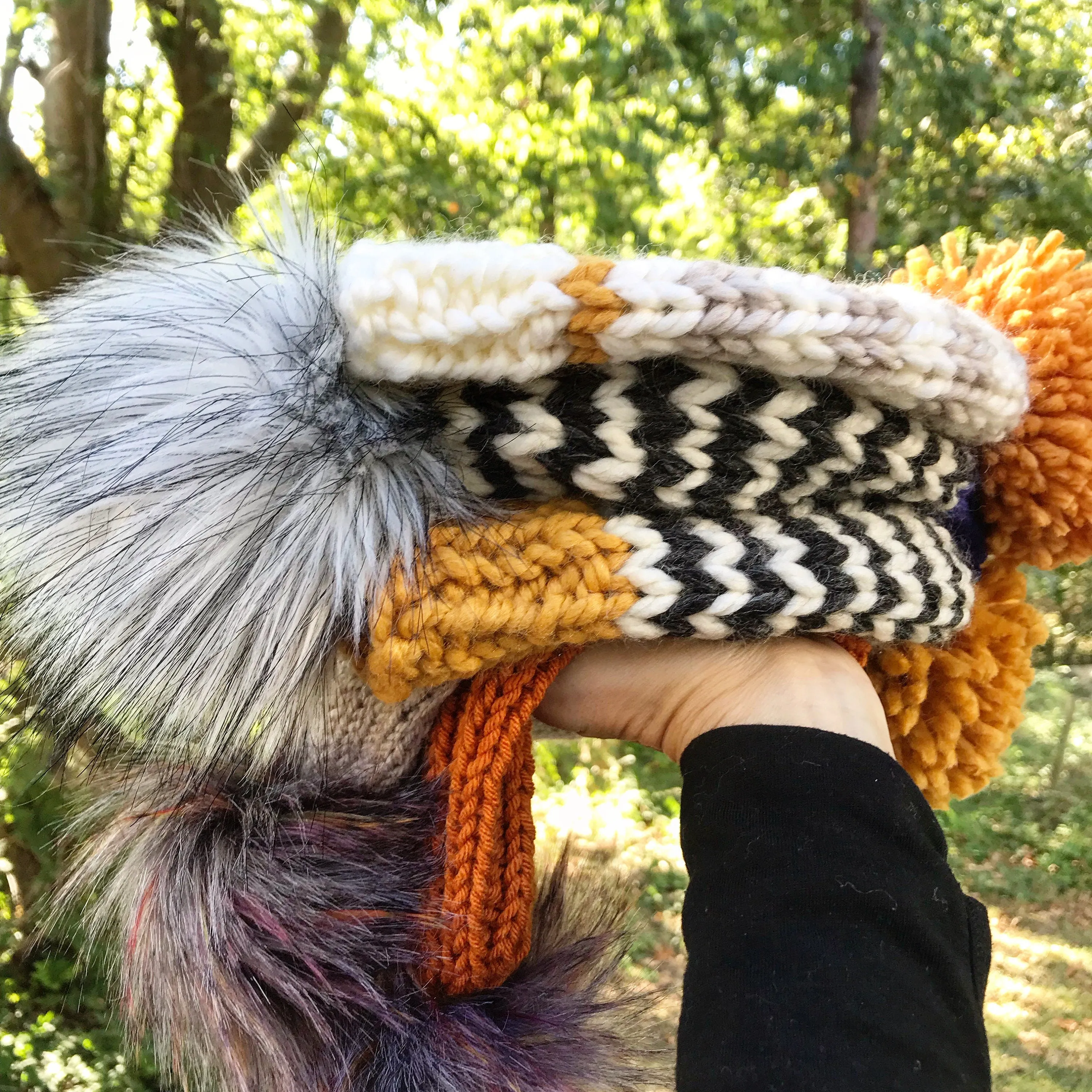 DIY Knitting Pattern Thin Stripe Women's Striped Pom Pom Beanie Hat, Striped Cap, Luxury Toque, Warm women's cap