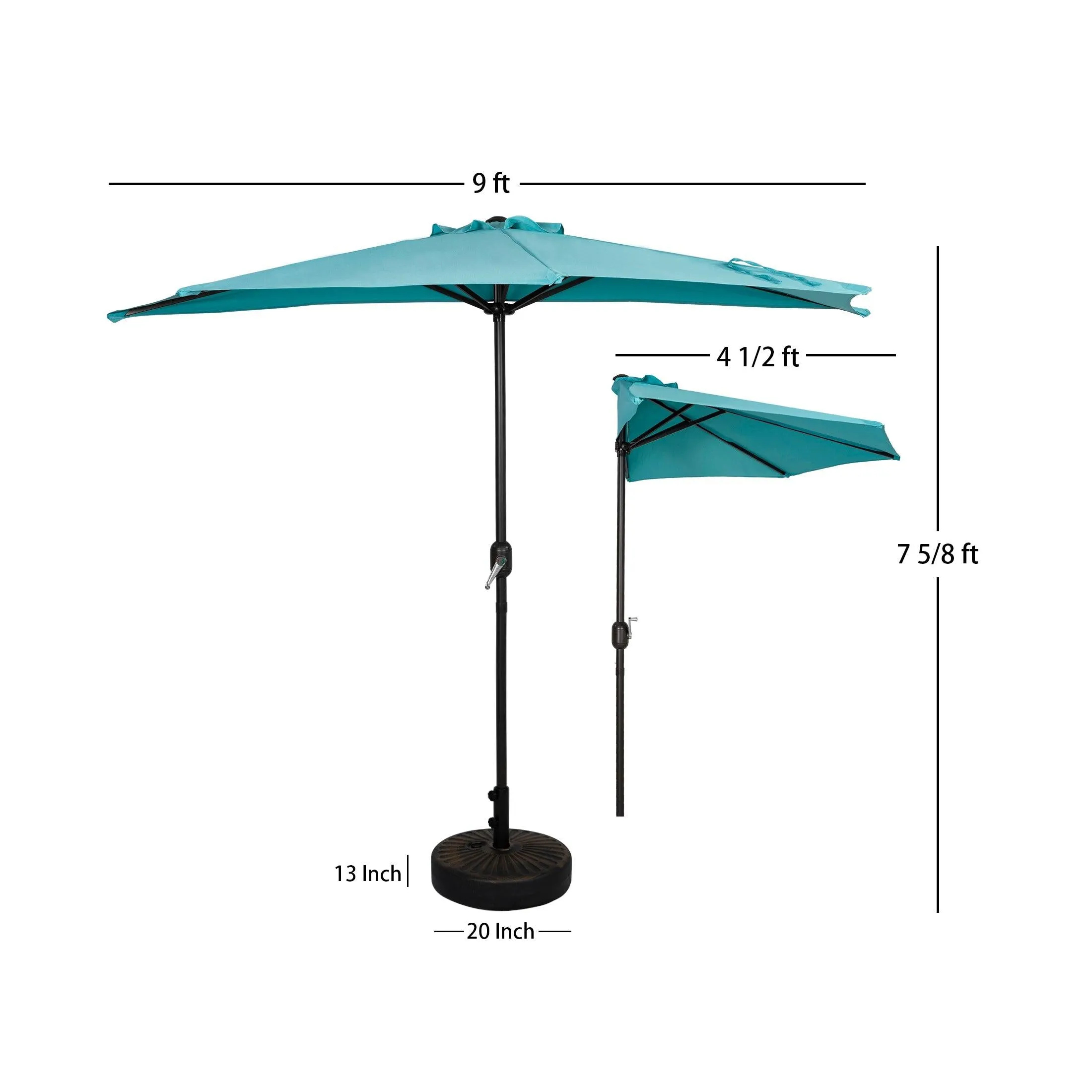 Easton 9 Ft Half Patio Umbrella with Bronze Round Plastic Base Included