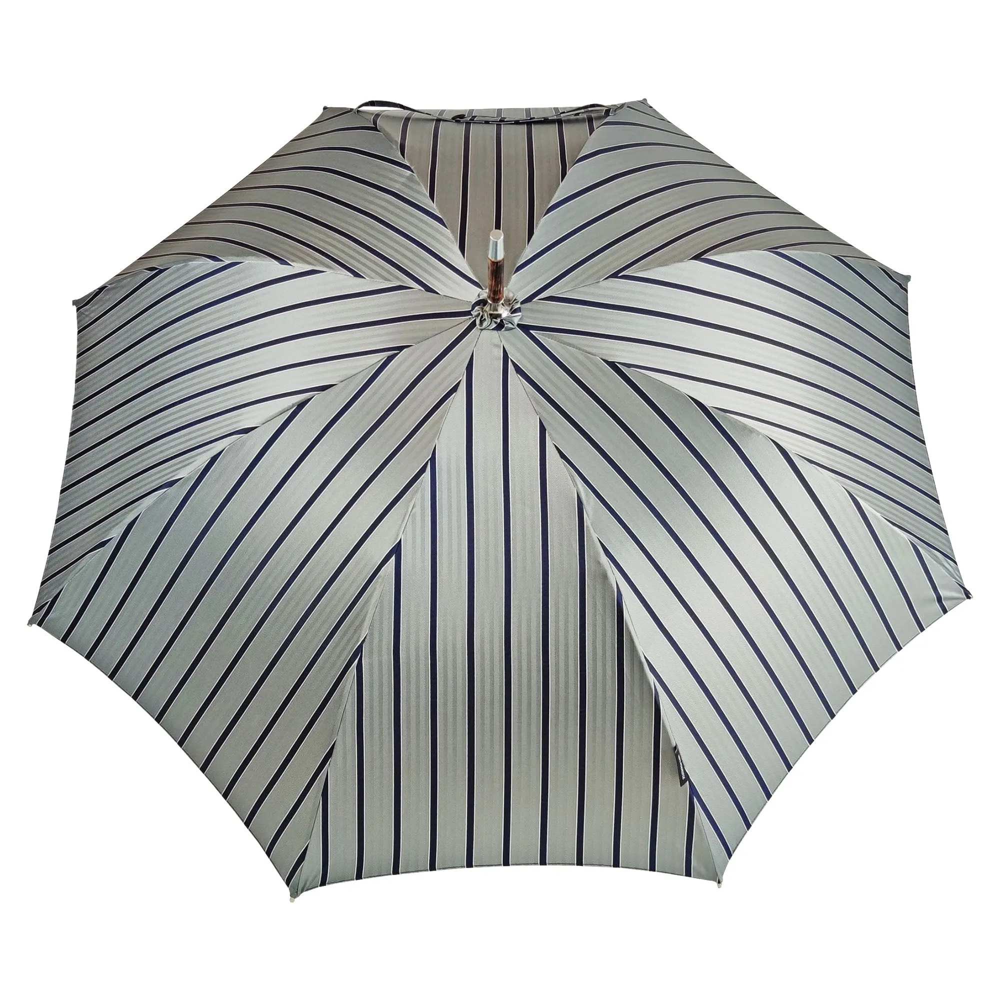 Elegant Striped Umbrella - Flamed Natural beech Wood-Handle