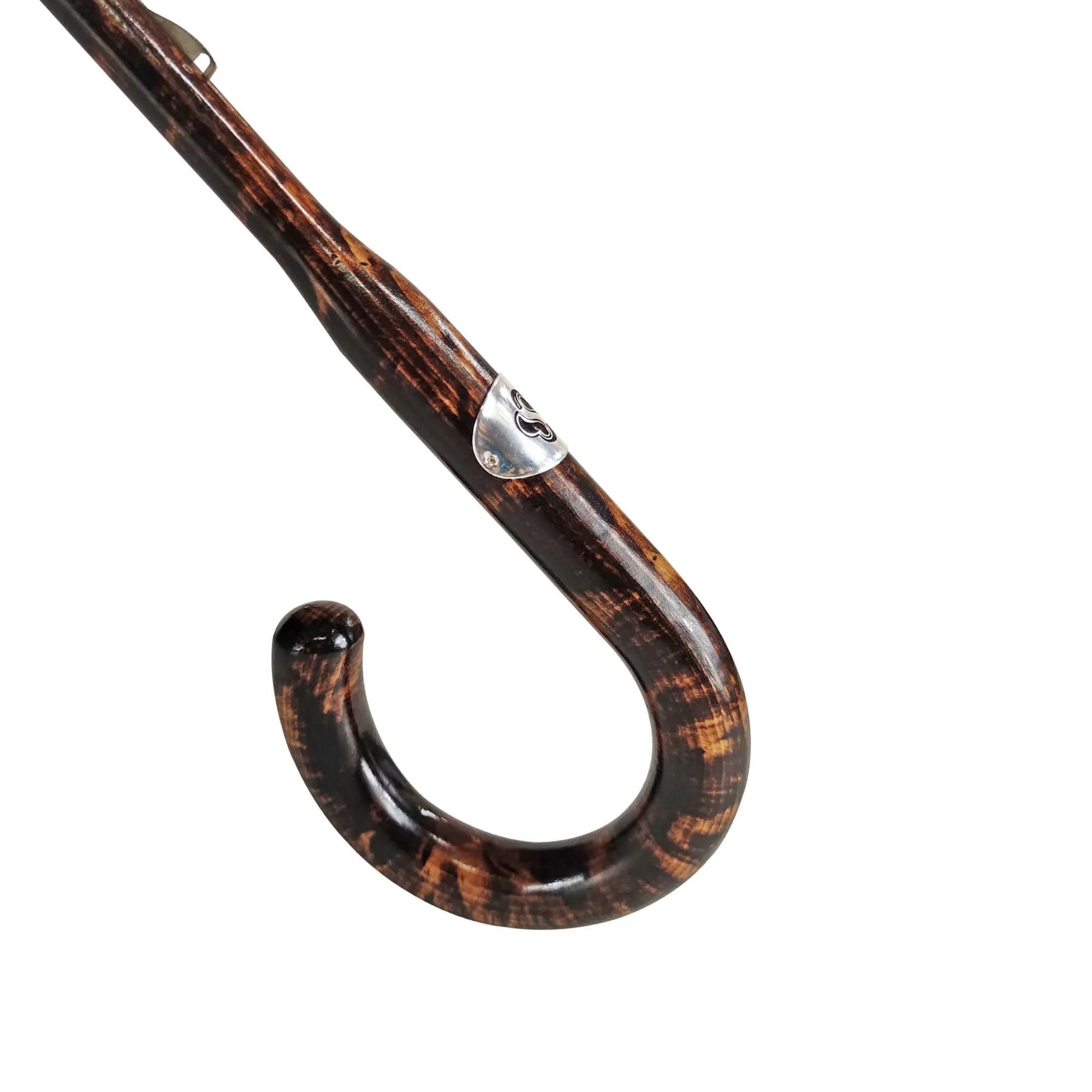 Elegant Striped Umbrella - Flamed Natural beech Wood-Handle