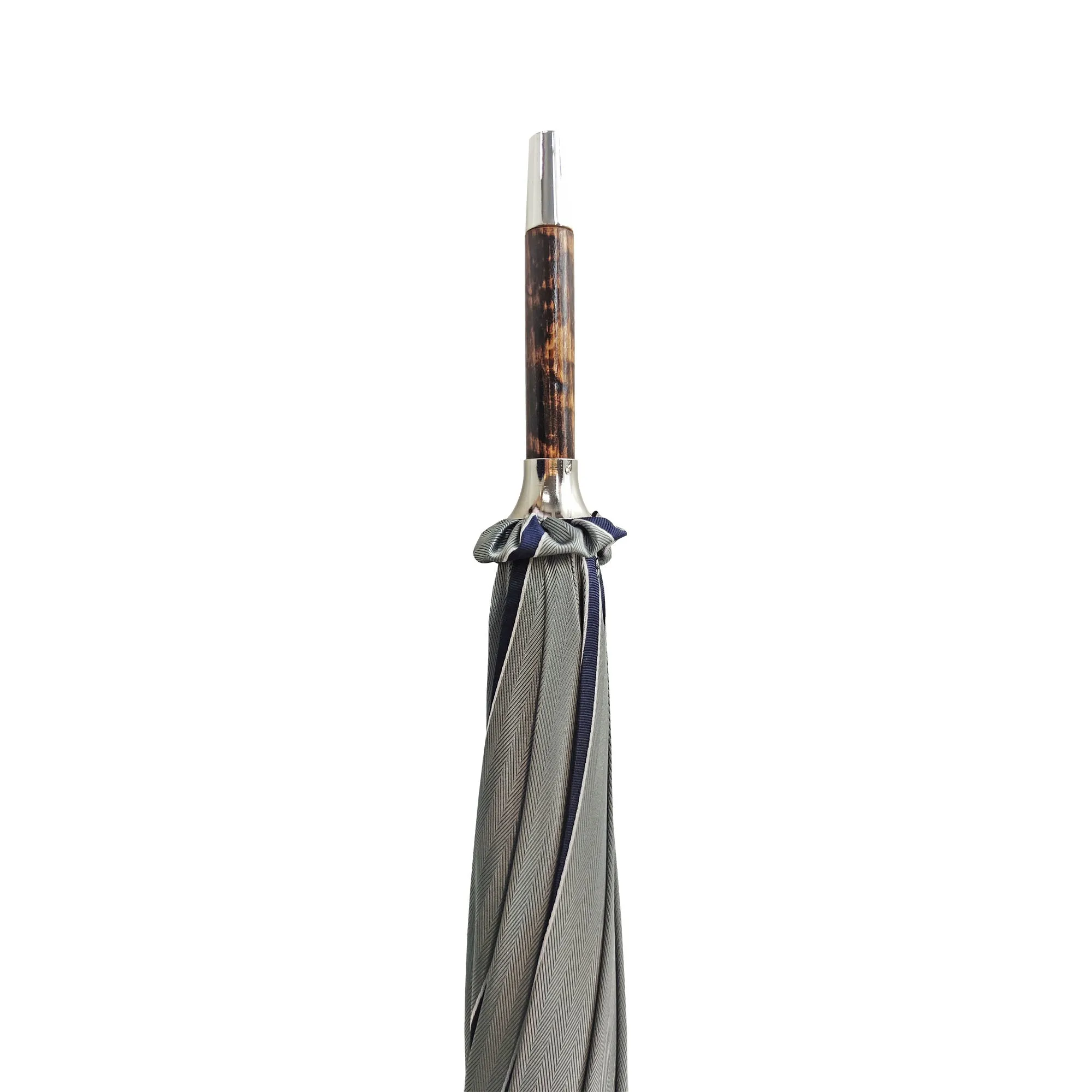 Elegant Striped Umbrella - Flamed Natural beech Wood-Handle