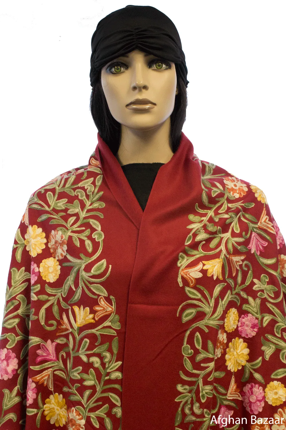 Embroidered Shawl - Burgundy