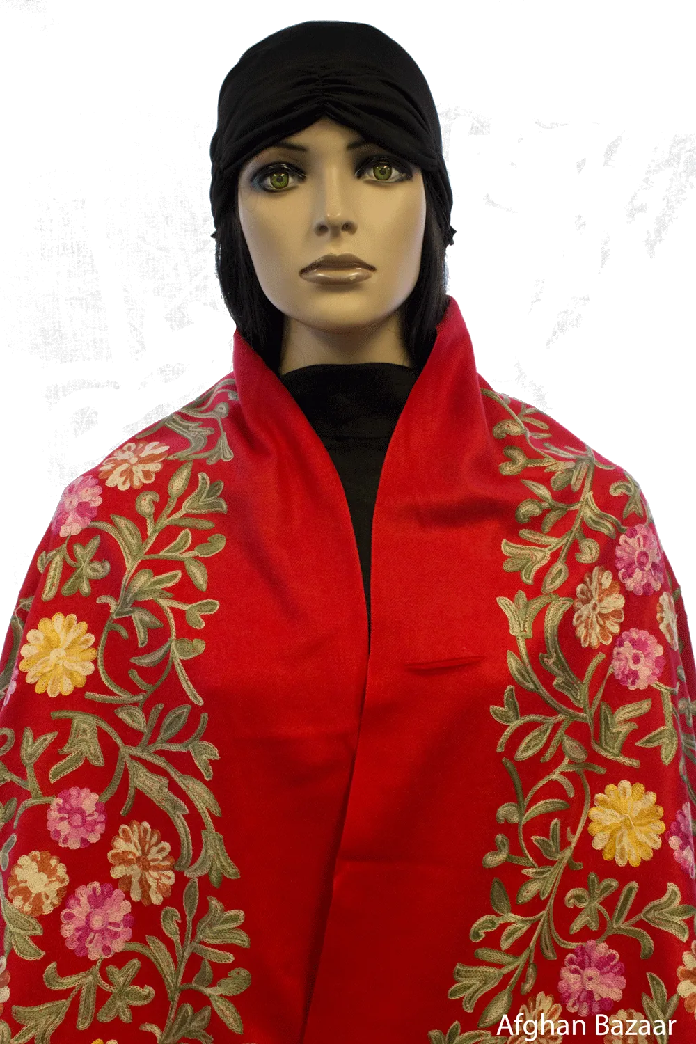 Embroidered Shawl - Red