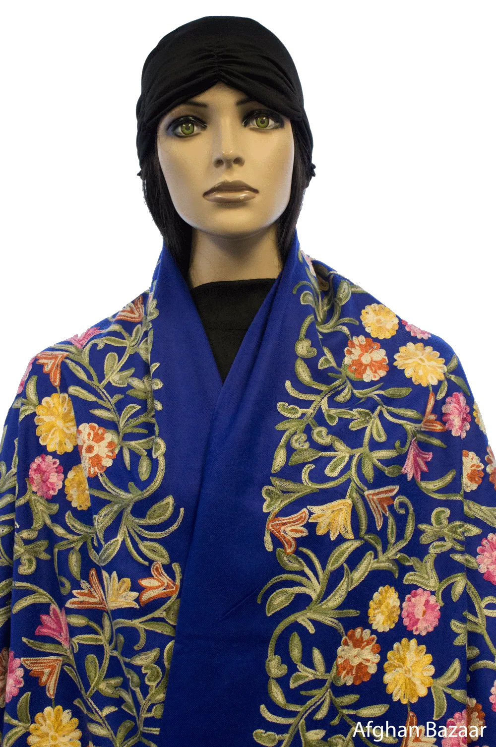 Embroidered Shawl - Royal Blue