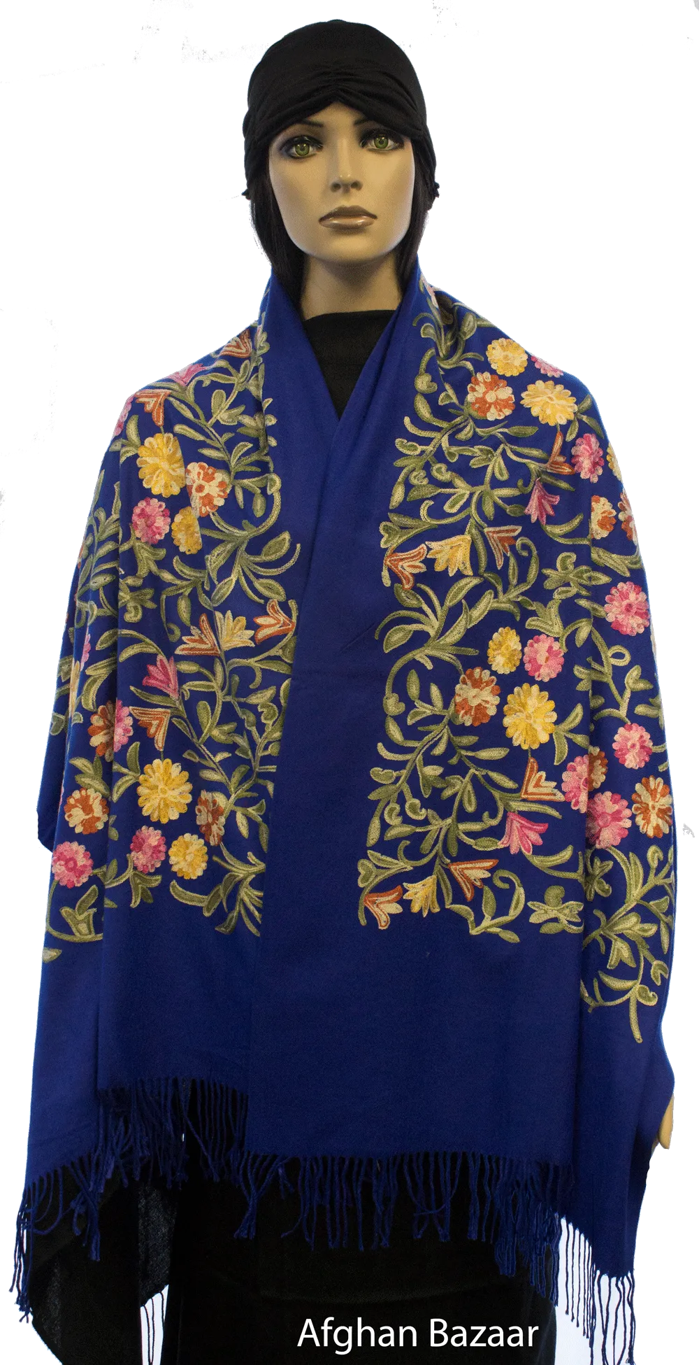 Embroidered Shawl - Royal Blue