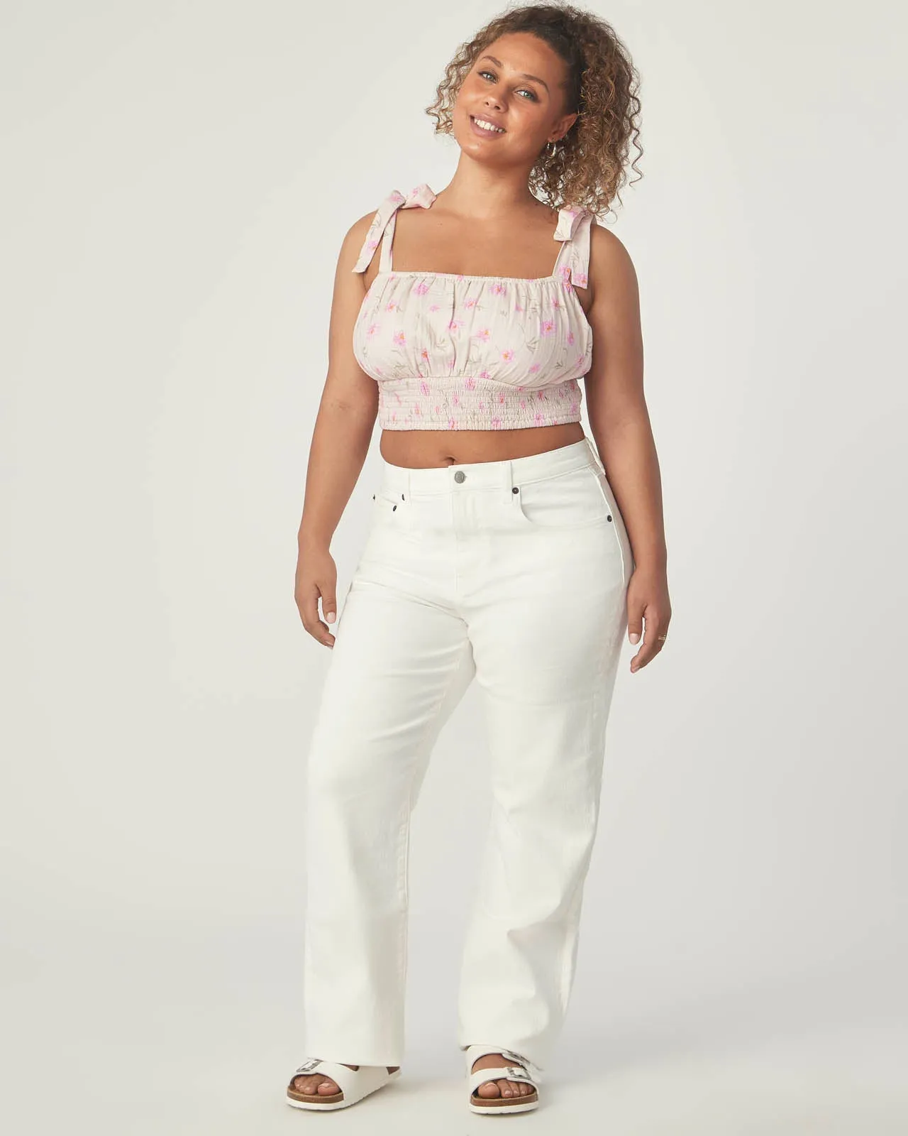 Garden Party Smocked Crop Tie Top