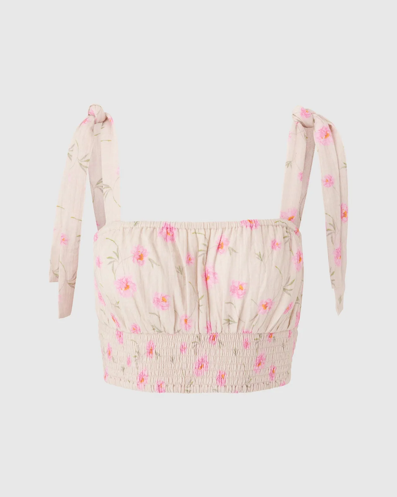 Garden Party Smocked Crop Tie Top