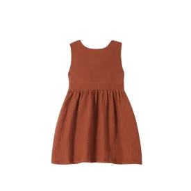 Girl Pinafore Gauze Dress - Terracotta