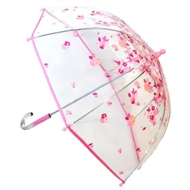 Girls Clear Pink Rose Print 17" Umbrella