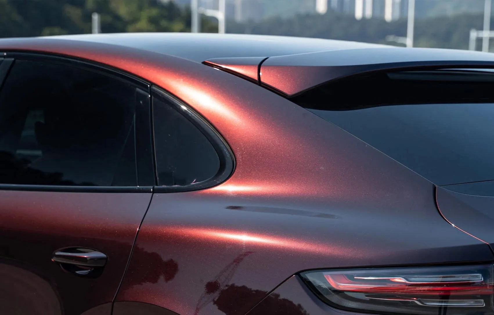 Gloss Metallic Black Red Car Wrap