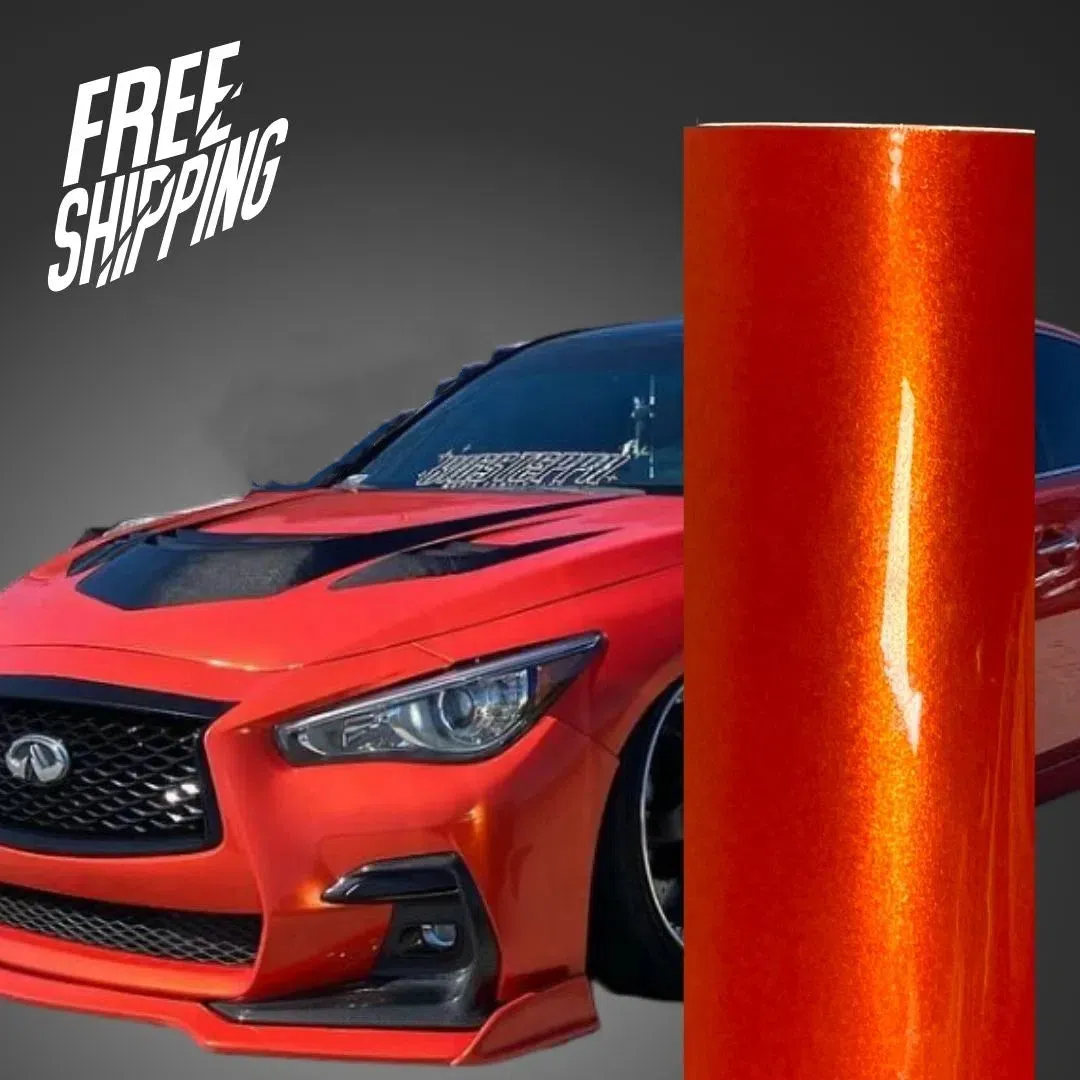 Gloss Metallic Lava Orange Vinyl Wrap