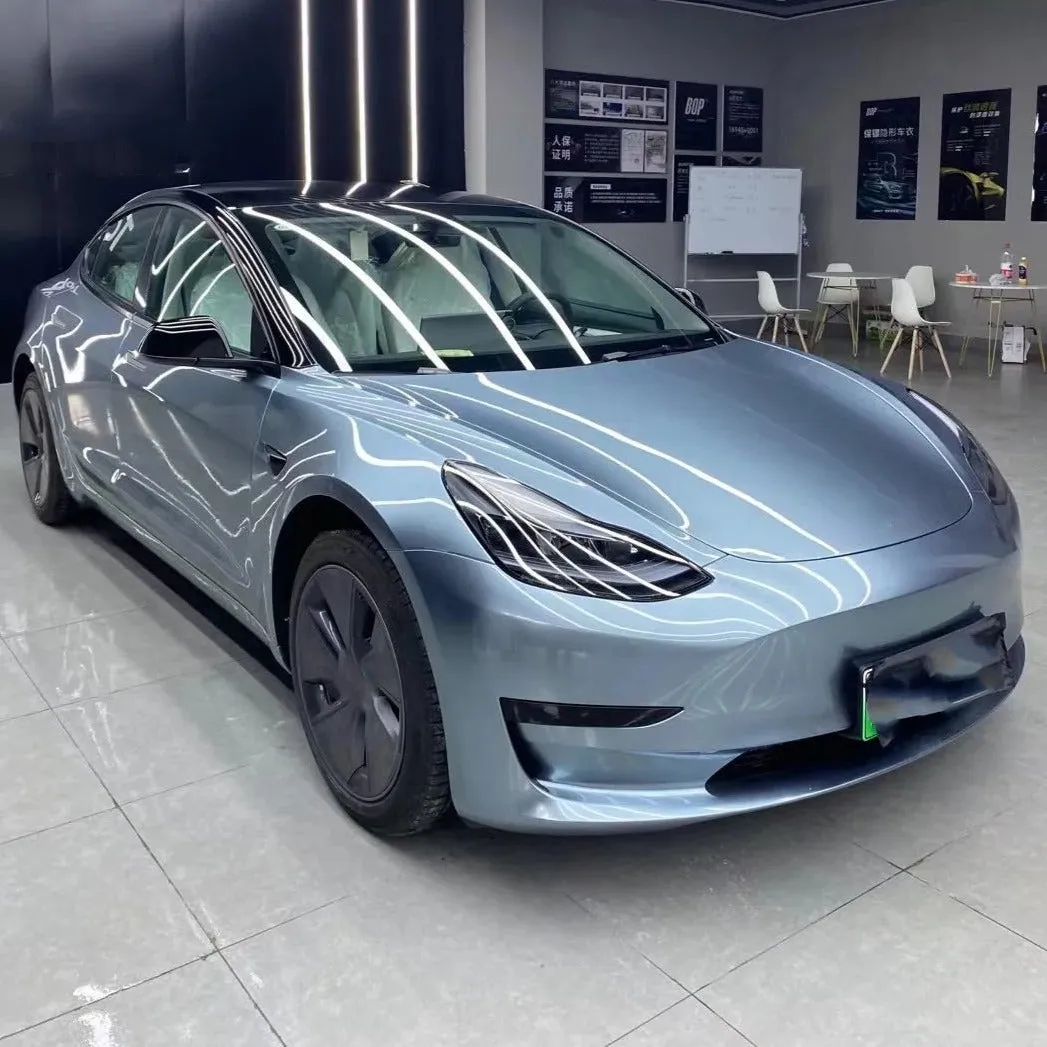 Gloss Metallic Light Steel Blue Vinyl Wrap