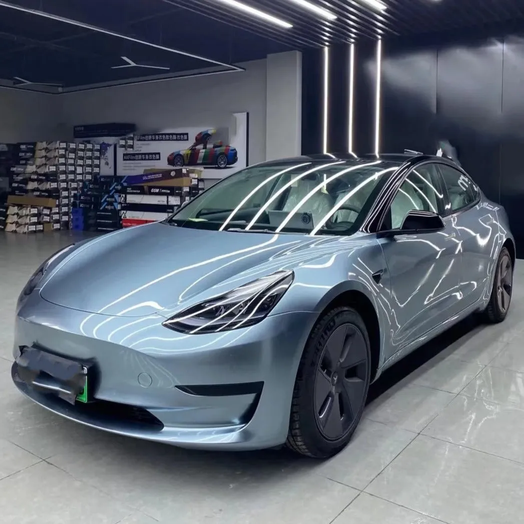 Gloss Metallic Light Steel Blue Vinyl Wrap