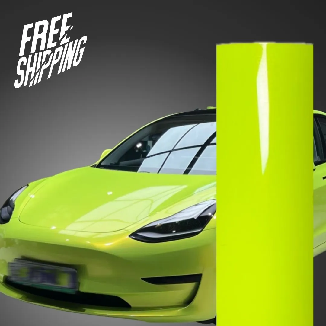 Gloss Metallic Neon Yellow Vinyl Wrap