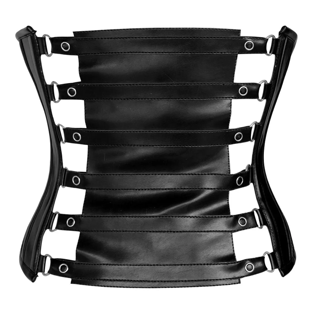 Gothic Punk Fetish Waist Chincher With Mesh & Pu Corset