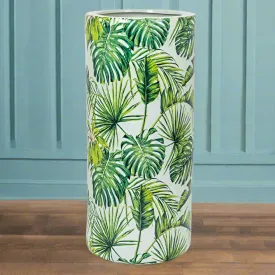 Green & White Tropical Ceramic Umbrella Stand