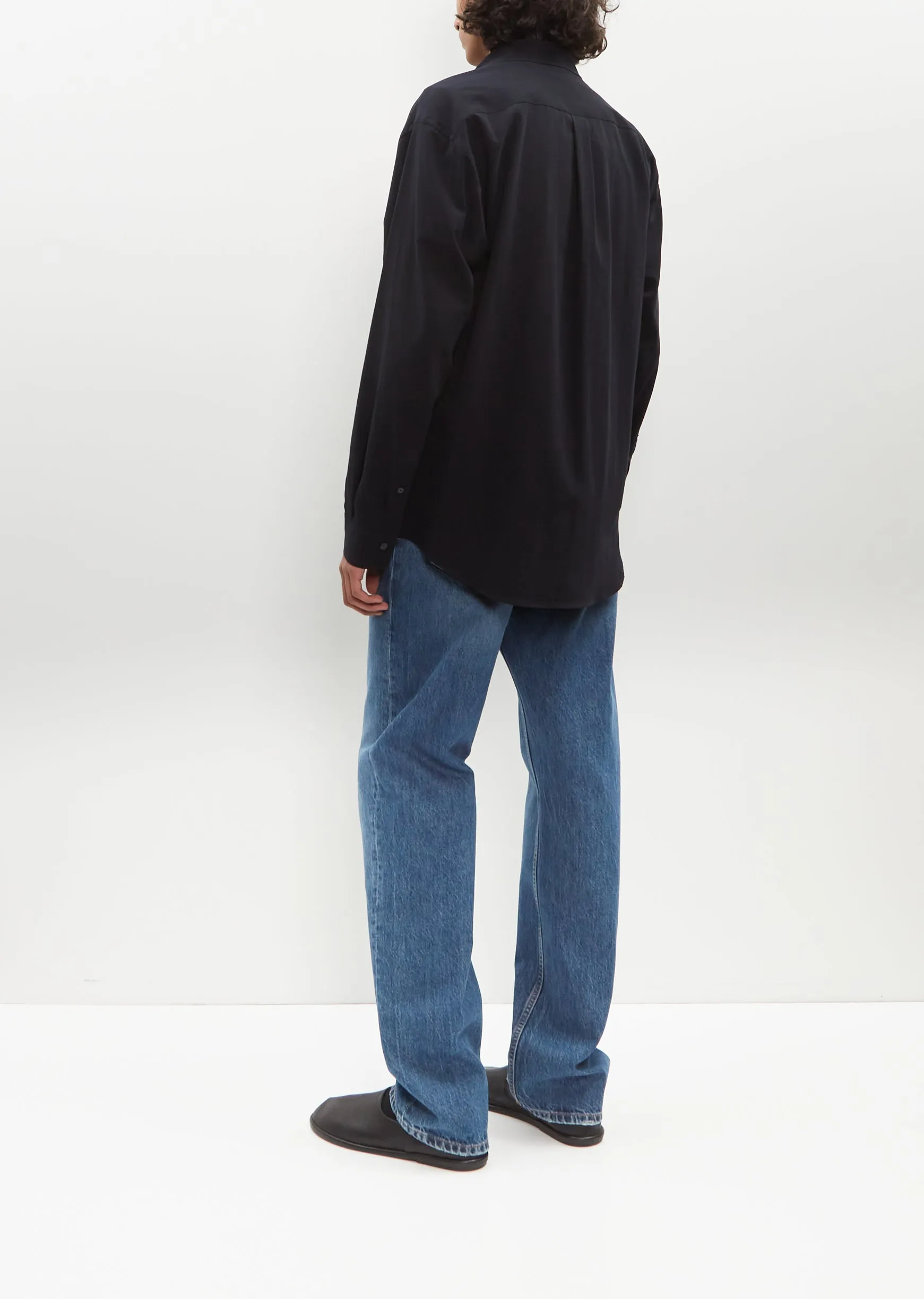 Hard Twist Cotton Silk Viyella Shirt — Dark Navy