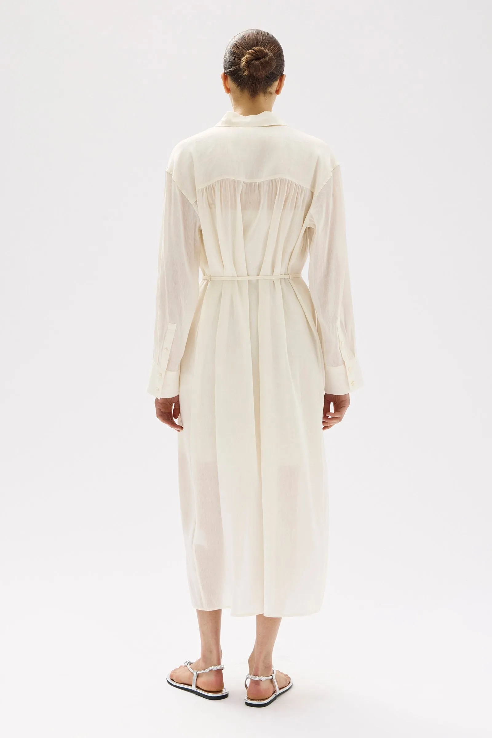 Harper Linen Silk Maxi Shirt Dress