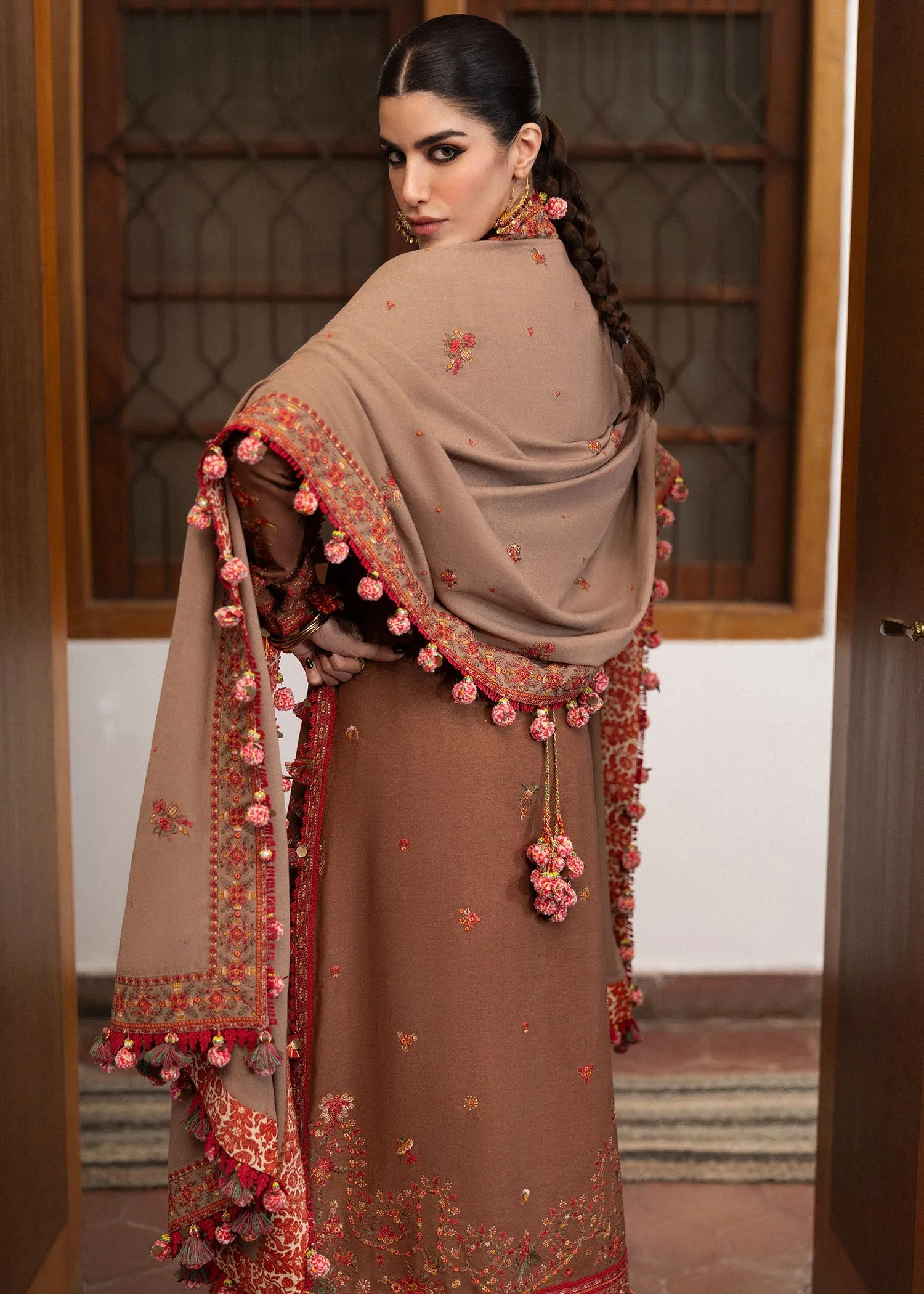 Hussain Rehar Unstitched 3 Piece Karandi A/W Collection'2024-Shay