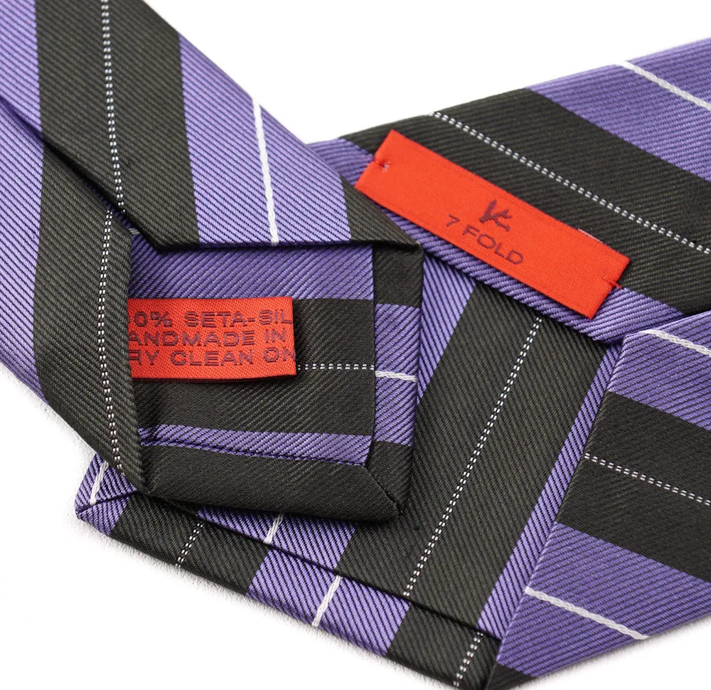 Isaia Lavender and Olive Striped Tie