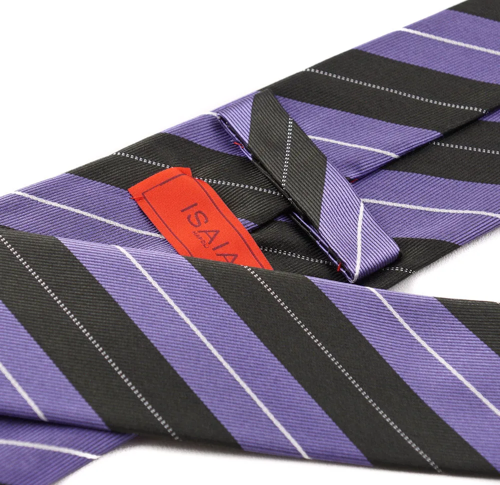 Isaia Lavender and Olive Striped Tie