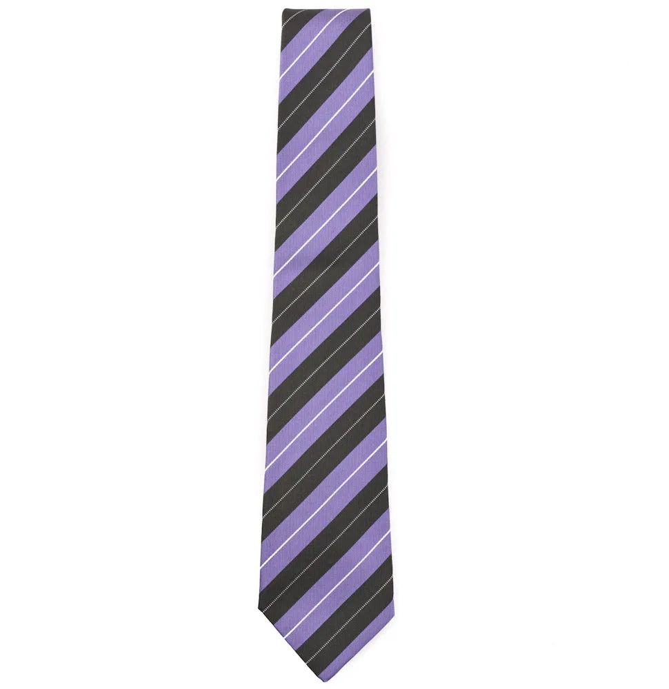 Isaia Lavender and Olive Striped Tie