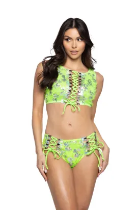 J-Valentine JR144 - Eyelash Sequin & Prism Lace-Up Short