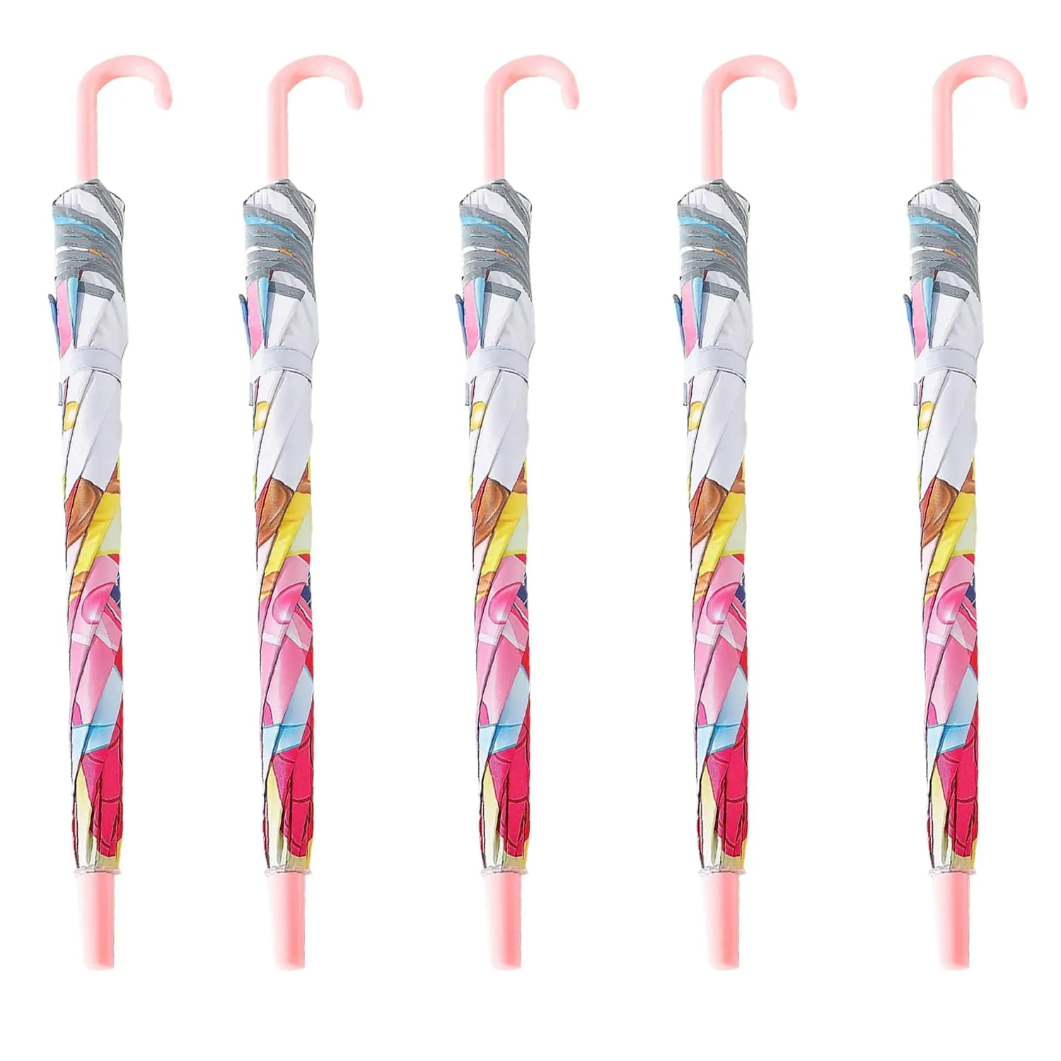 Kuber Industries Disney Princess Print Umbrella For Kids|Automatic Umbrella For Rain-Pack of 5 (Multi)