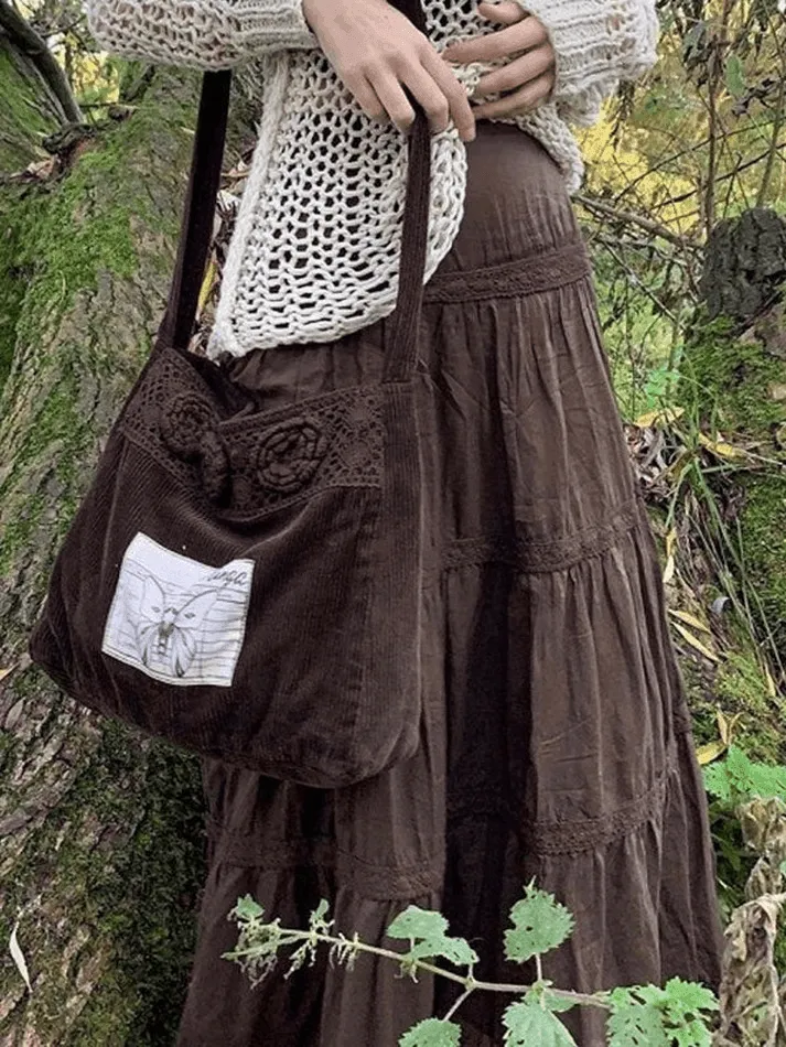 LANFUBEISI - Vintage Tiered Midi Skirt