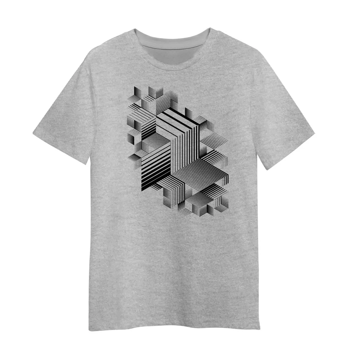 Linear Striped T-Shirt Retro Style Abstract 3D Dimensional Graphic Tee One