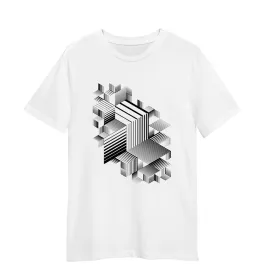 Linear Striped T-Shirt Retro Style Abstract 3D Dimensional Graphic Tee One