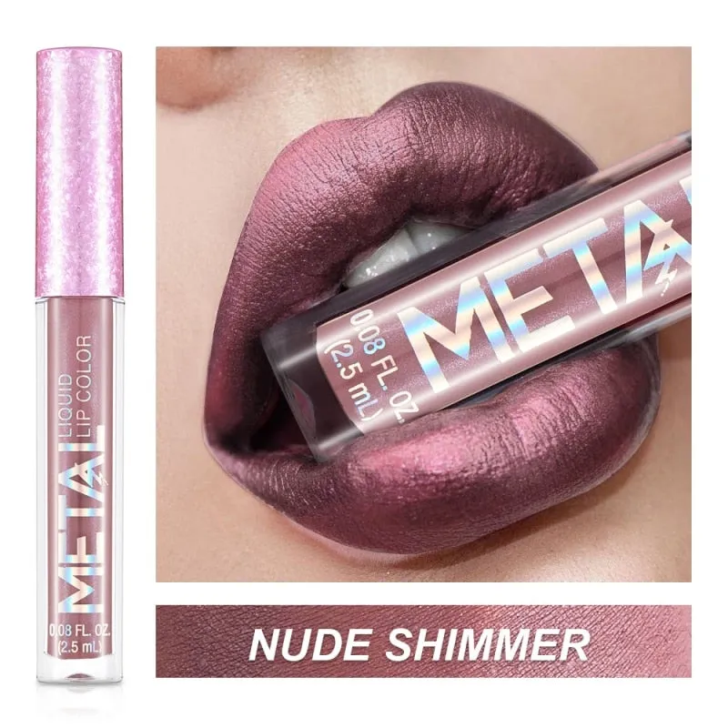 Lips Makeup Glitter Liquid Lipstick Waterproof Shiny Shimmer Metallic Lip Gloss Tint Long Lasting Lipgloss Cosmetics