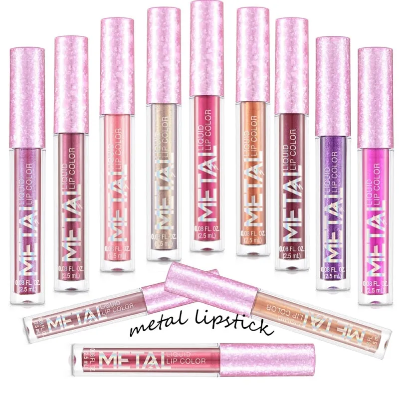 Lips Makeup Glitter Liquid Lipstick Waterproof Shiny Shimmer Metallic Lip Gloss Tint Long Lasting Lipgloss Cosmetics