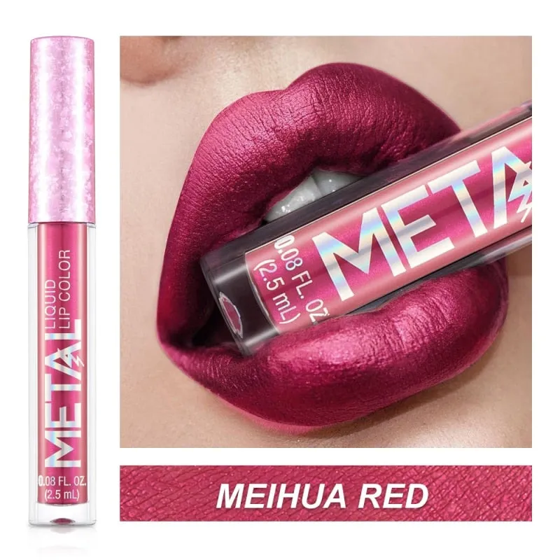 Lips Makeup Glitter Liquid Lipstick Waterproof Shiny Shimmer Metallic Lip Gloss Tint Long Lasting Lipgloss Cosmetics