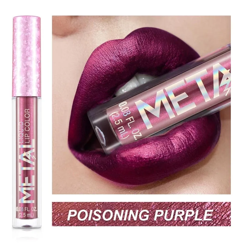 Lips Makeup Glitter Liquid Lipstick Waterproof Shiny Shimmer Metallic Lip Gloss Tint Long Lasting Lipgloss Cosmetics