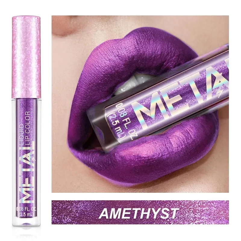 Lips Makeup Glitter Liquid Lipstick Waterproof Shiny Shimmer Metallic Lip Gloss Tint Long Lasting Lipgloss Cosmetics