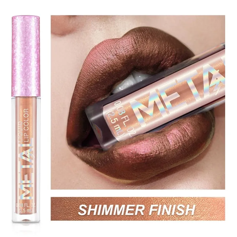 Lips Makeup Glitter Liquid Lipstick Waterproof Shiny Shimmer Metallic Lip Gloss Tint Long Lasting Lipgloss Cosmetics