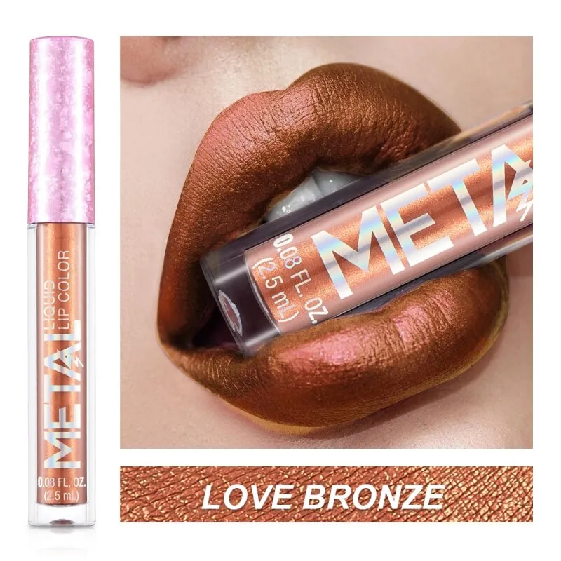 Lips Makeup Glitter Liquid Lipstick Waterproof Shiny Shimmer Metallic Lip Gloss Tint Long Lasting Lipgloss Cosmetics