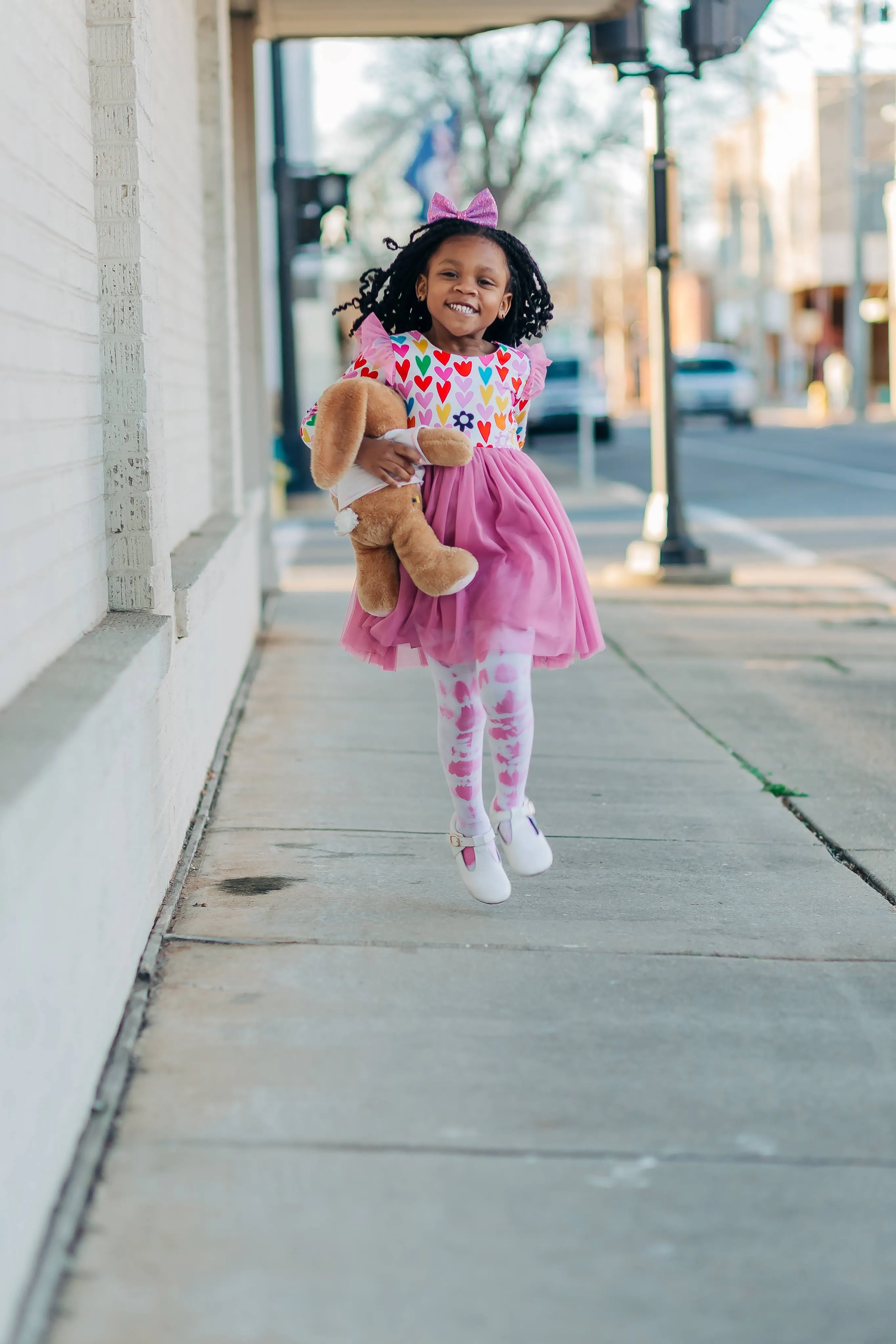 Little Girl's Mulicolor Hearts Tulle Dress