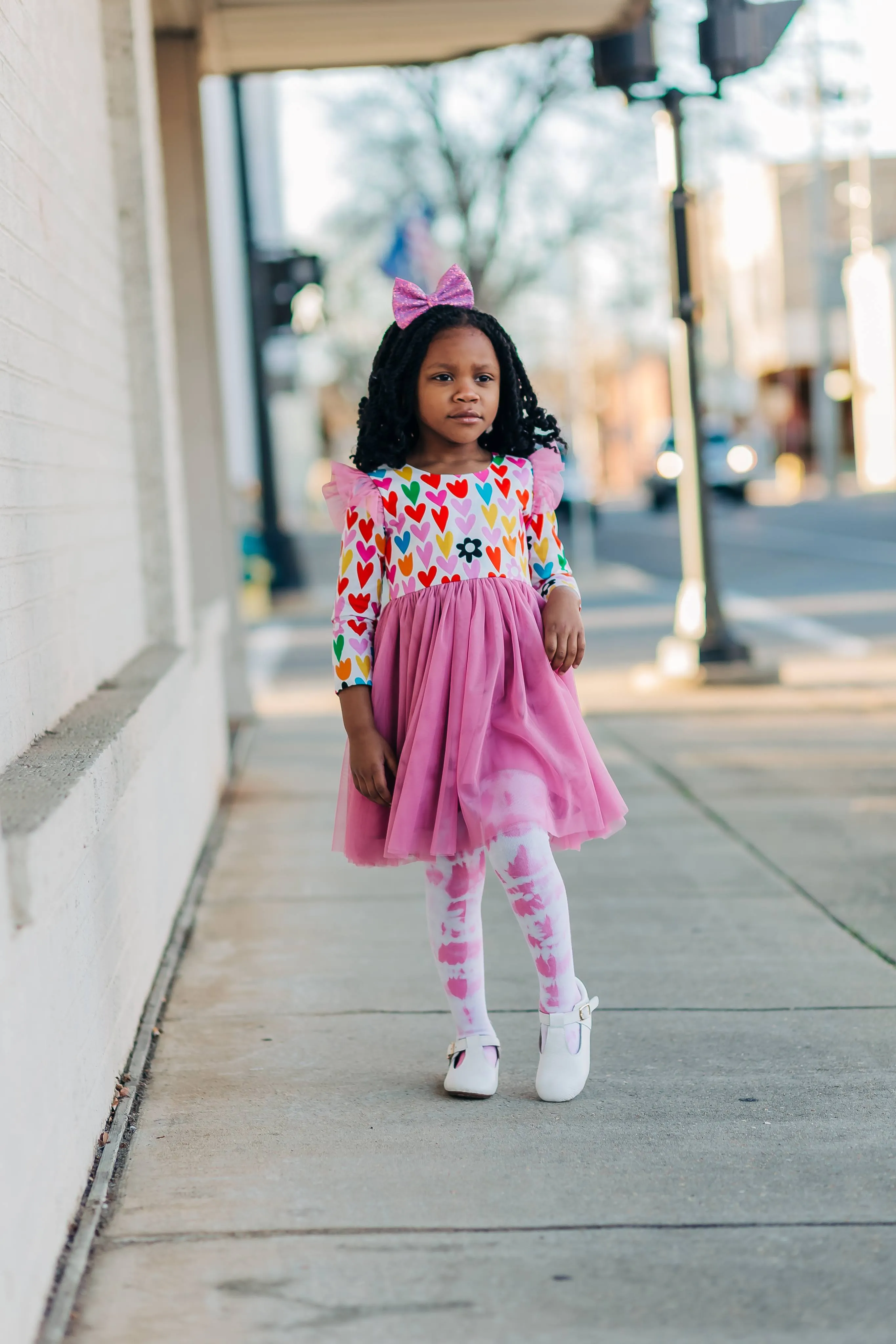 Little Girl's Mulicolor Hearts Tulle Dress