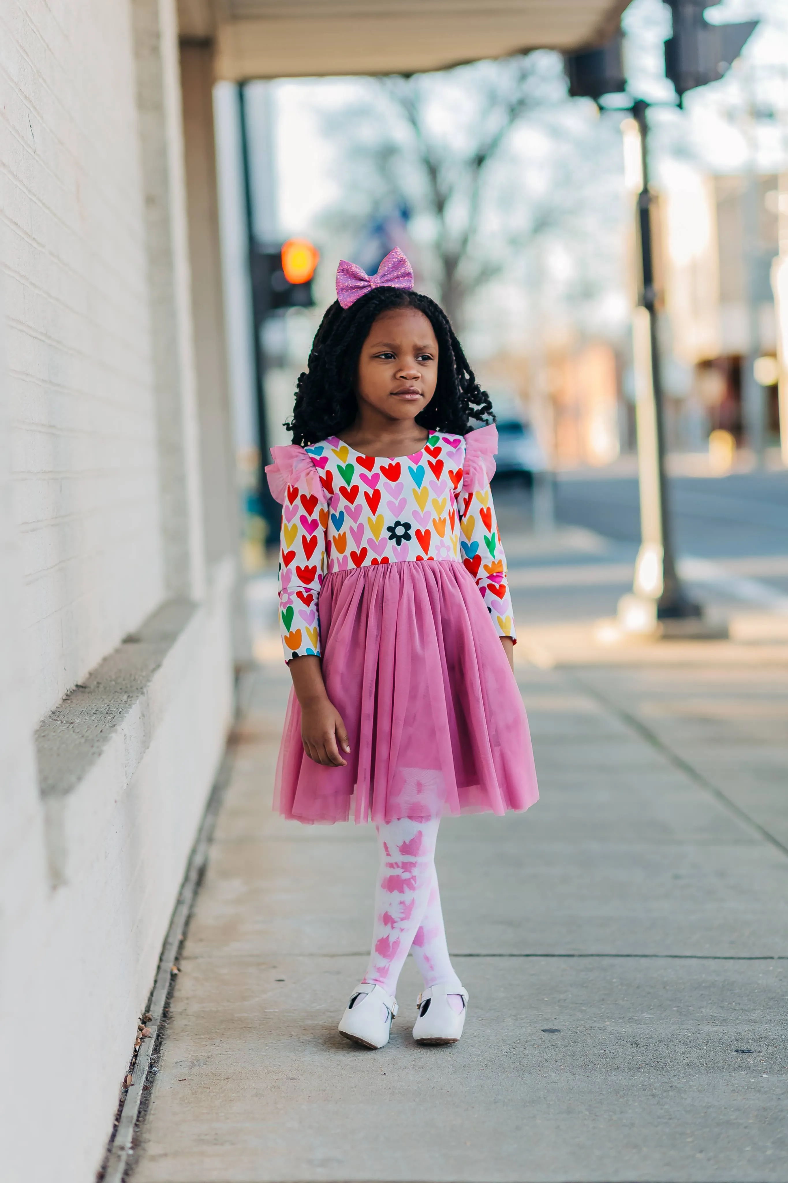 Little Girl's Mulicolor Hearts Tulle Dress